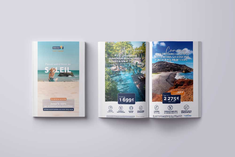 Selectour Carol' Voyages Nous vous ferons aimer le monde mockup brochures offres exceptionnelles hiver 2025 2026